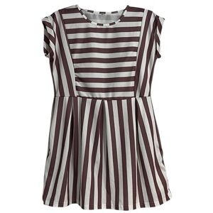 Ladies Striped Mauve & White Summer Mini-Dress Size Large With Pockets